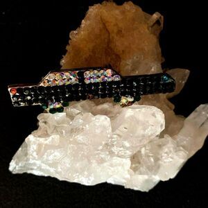 Idemaria Italy Vintage Car Brooch, with Black Crystals